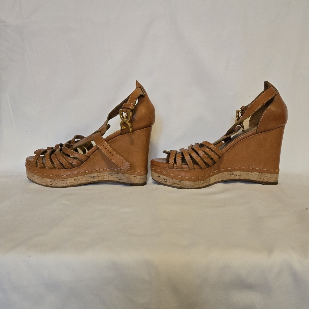 Chloe Brown Wedge Sandals